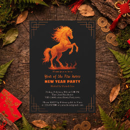 2026 Year of the Fire Horse Chinese Zodiac Party Kaart