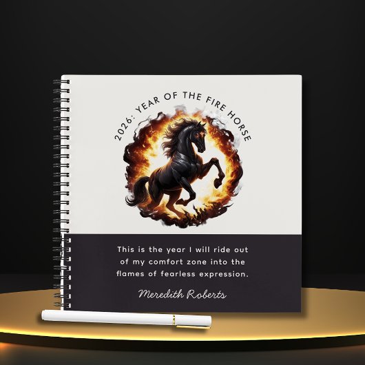2026 Year of the Fire Horse Motivational Quote Notitieboek