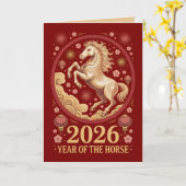 2026 Year of the Horse Greeting Cards Kaart (Gele Bloem)