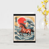 2026 Year Of The Horse Japanese Wave Art Lunar New Kaart (Gele Bloem)