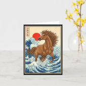 2026 Year Of The Horse Japanese Wave Art Lunar New Kaart (Gele Bloem)