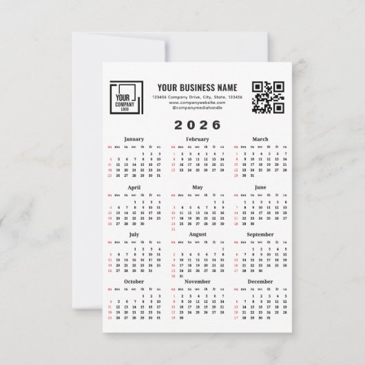 2026 Year Of The Horse Lunar New Year Calendar (Achterkant)