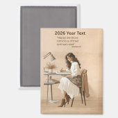 2026 Year Text Lettering Writing Magneet (Voorkant / Achterkant)