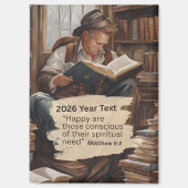 2026 Year Text Man Reading Magneet (Voorkant)