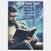 2026 Year Text Man Reading Magneet (Voorkant)