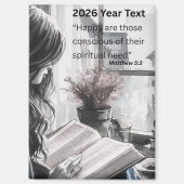 2026 Year Text Woman Reading Magneet (Voorkant)