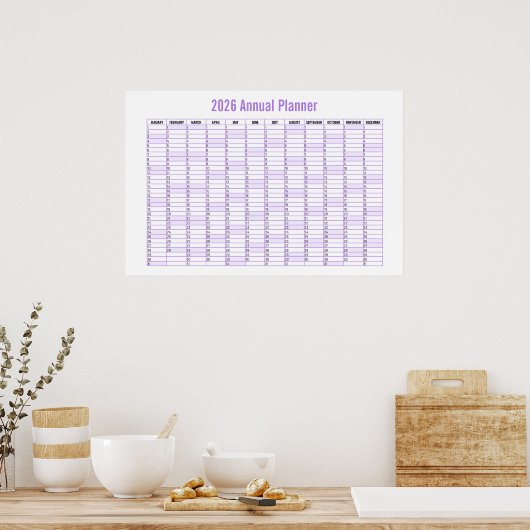 2026 Year-to-View Wall Planner Calendar  Poster (Keuken)