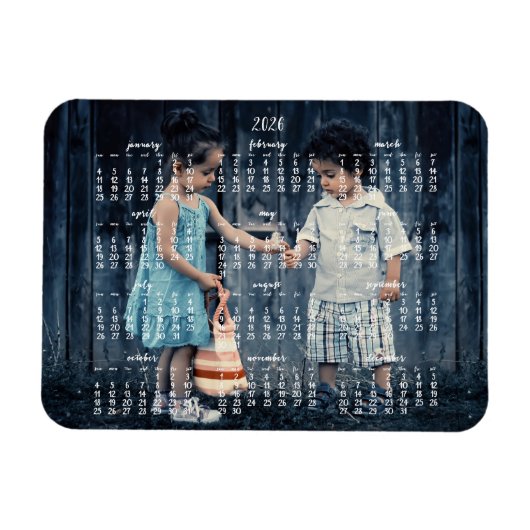 2026 Yearly Calendar Photo Magnet 3x4 Magneet (Horizontaal)