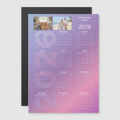 2026 Yearly Calendar Pink Blue Personalised Photo (Voorkant / Achterkant)