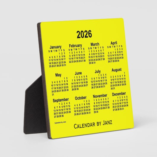 2026 Yellow Desk Calendar van Janz Fotoplaat (Voorkant)