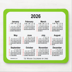 2026 Yellow Green 52-weekagenda van Janz Muismat