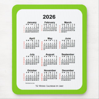 2026 Yellow Green 52-weekkalender door Janz Muismat