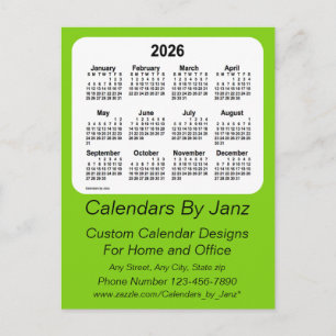 2026 Yellow Green Business Calendar van Janz Briefkaart