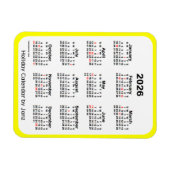 2026 Yellow Holiday Calendar door Janz Magnet Magneet (Horizontaal)
