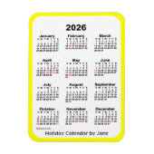 2026 Yellow Holiday Calendar door Janz Magnet Magneet (Verticaal)