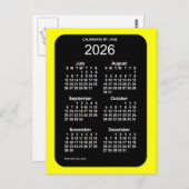 2026 Yellow Neon 6 maandenlang mini-agenda van Jan Briefkaart (Voorkant / Achterkant)