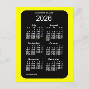 2026 Yellow Neon 6 maandenlang mini-agenda van Jan Briefkaart