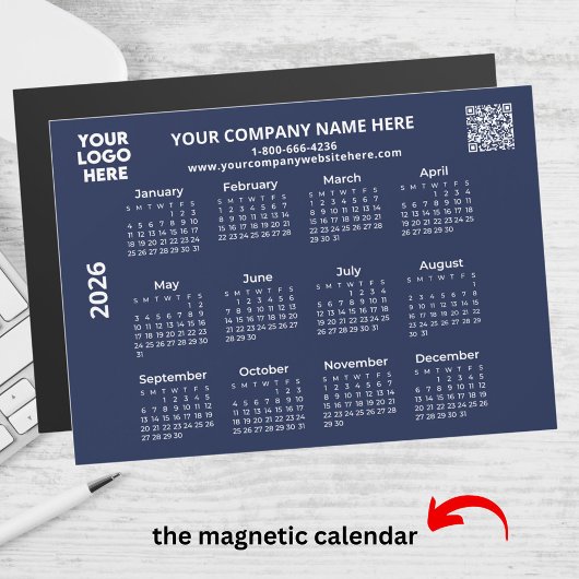 2026 Zakelijk Uw Logo QR Code Kalender Magnet