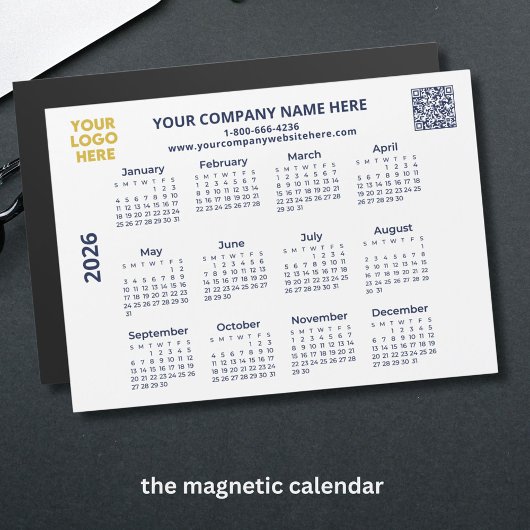 2026 Zakelijk Uw Logo QR Code Kalender Magnet