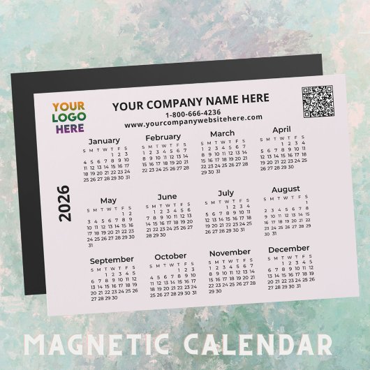 2026 Zakelijk Uw Logo QR Code Kalender Magnet