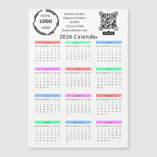 2026 Zakelijk Uw Logo QR Kalender Kleurrijk Moder