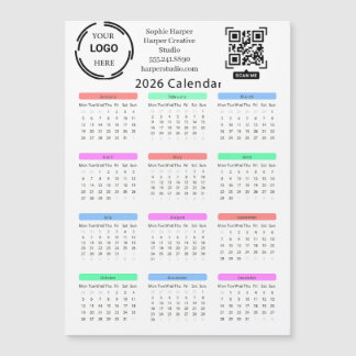 2026 Zakelijk Uw Logo QR Kalender Kleurrijk Moder