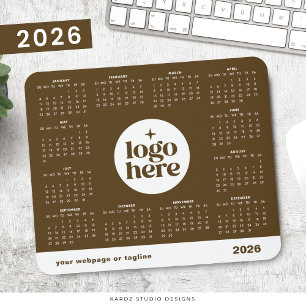 2026 Zakelijke Gebrandmerkte Bruine Kalender voor Muismat
