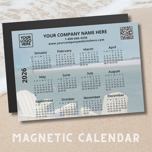 2026 Zakelijke Logo QR Strandkalender Magnet