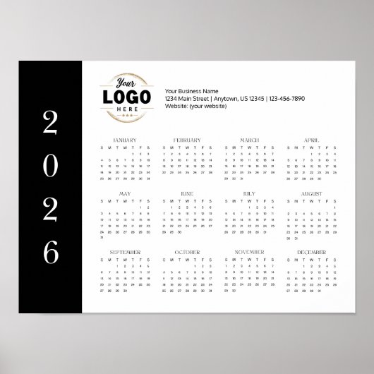 2026 Zakelijke Logo Voljaar Muurkalender Poster (Voorkant)
