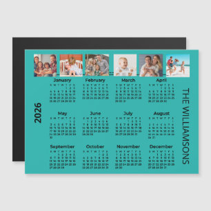 2026 Zes Foto's Kleurrijke Kalender Magneet