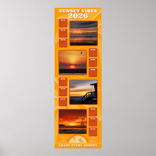 2026 Zonsondergangen en Strandstemmingen Kalender Poster (Voorkant)