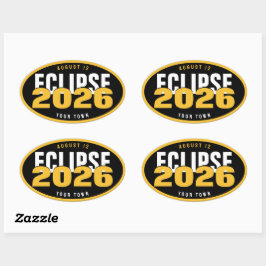 2026 Zonsverduistering Kijk Locatie Aangepast In U Ovale Sticker