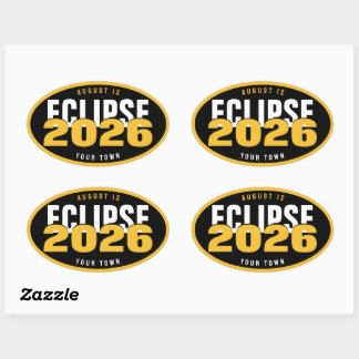 2026 Zonsverduistering Kijk Locatie Aangepast In U Ovale Sticker