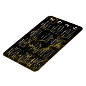 2026 Zwart en Goud Marmeren Kalender Magneet (Linkerzijde)