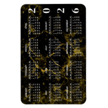 2026 Zwart en Goud Marmeren Kalender