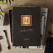 2026 Zwart goud monogrammed scriptnaam elegant Planner