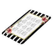 2026 Zwart Wit Gestreepte Bloemen Gouden Kalender Magneet (Linkerzijde)