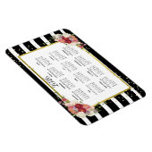 2026 Zwart Wit Gestreepte Bloemen Gouden Kalender Magneet (Rechterzijde)