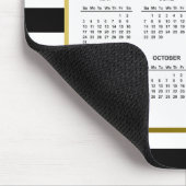 2026 Zwart Wit Gestreepte Bloemen Gouden Kalender Muismat (Hoek)