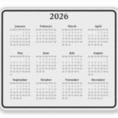 2026 Zwart-wit kalender Sticker (Voorkant)