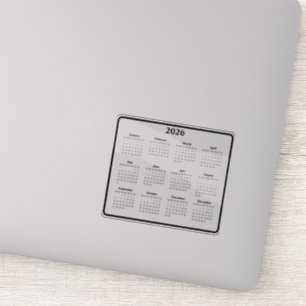 2026 Zwart-wit kalender Sticker