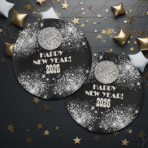 2026 Zwart Zilver Glitter Oud en Nieuw-feest 