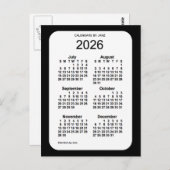 2026 Zwarte 6-maandenkalender van Janz Briefkaart (Voorkant / Achterkant)