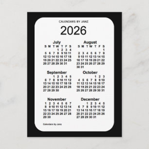 2026 Zwarte 6-maandenkalender van Janz Briefkaart