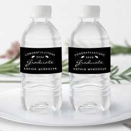 2026 Zwarte Witte Schrift Pet Graduation Waterfles Etiket