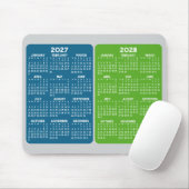 2027 2028 2 Jaar Kalender - jaaroverzicht blauw gr Muismat (Met muis)