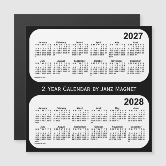 2027-2028 2 jaar zwart-wit agenda van Janz (Voorkant / Achterkant)