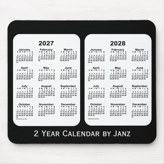 2027-2028 2 jaar zwart-wit agenda van Janz Muismat (Voorkant)