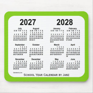 2027-2028 de Geelgroene Kalender van de School Muismat