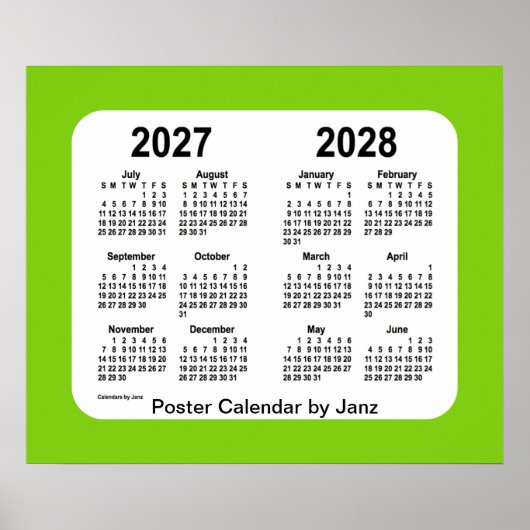 2027-2028 Gele groene schoolagenda van Janz Poster (Voorkant)